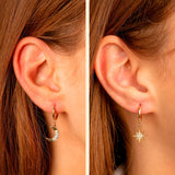 Boucles d’oreilles Univers Acier inoxydable Or / Étoile et Lune Jardin des Bijoux