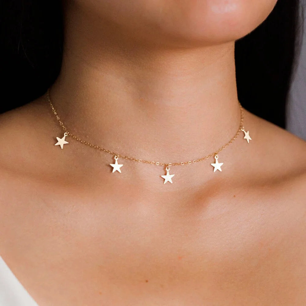 Collier Étoiles Stars Acier inoxydable Or Jardin des Bijoux